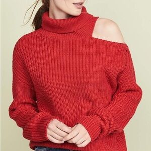 Astr Red Off-the-Shoulder Cut Out Sweater XS